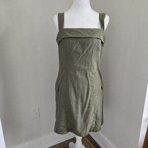 SO Womens Size 9 Olive Green Sleeveless Dress With Pockets
